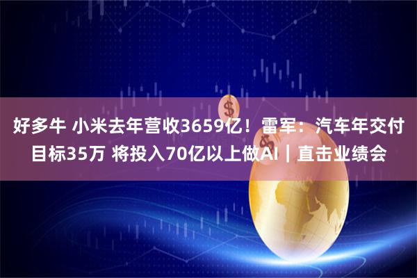 好多牛 小米去年营收3659亿！雷军：汽车年交付目标35万 将投入70亿以上做AI｜直击业绩会
